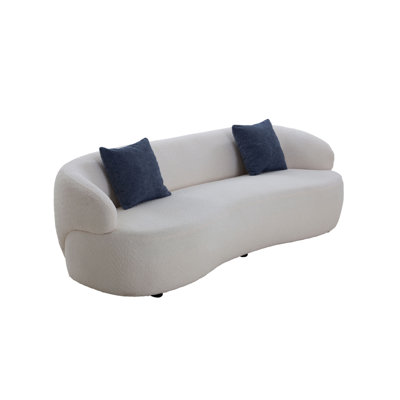 Mid Century Modern Curved Sofa, 3 Seat Cloud Couch Boucle Sofa Fabric Couch For Living Room, Bedroom, Office Beige