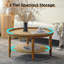 Table basse ronde de 31,3 po avec étagère de rangement Boho