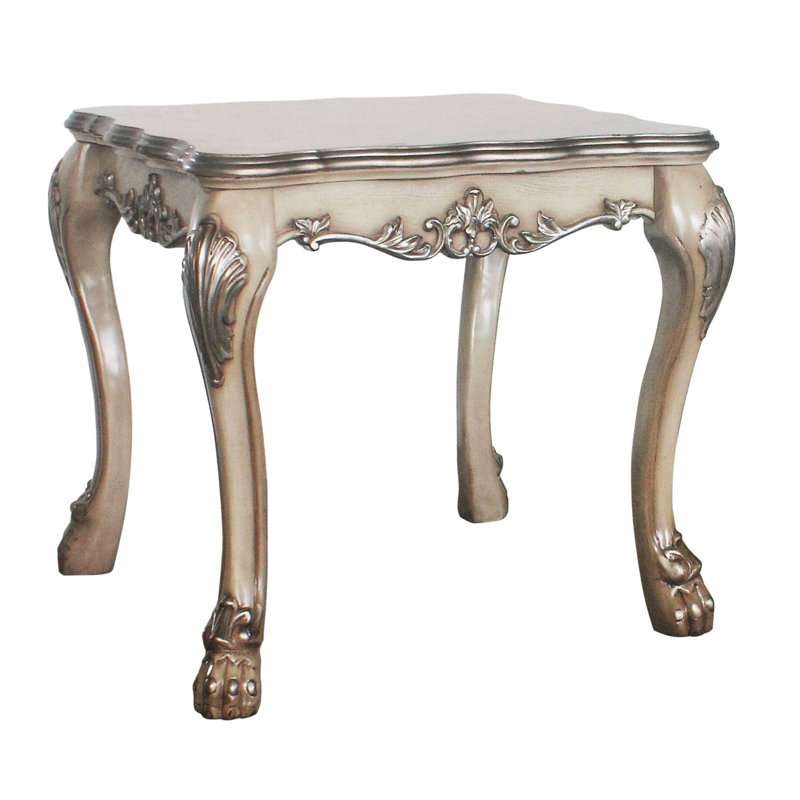 Square End Table, Vintage Bone White