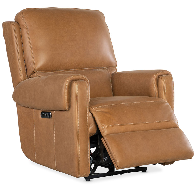 Nakila Upholstered Power Recliner with Articulating Headrest, Butterscotch