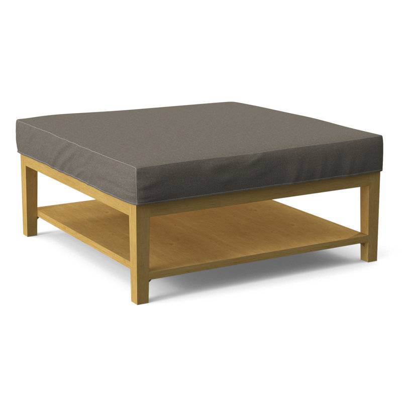 Hammond Square Ottoman, Antique Black Finish, Gray Sugar Performance; 0863-84
