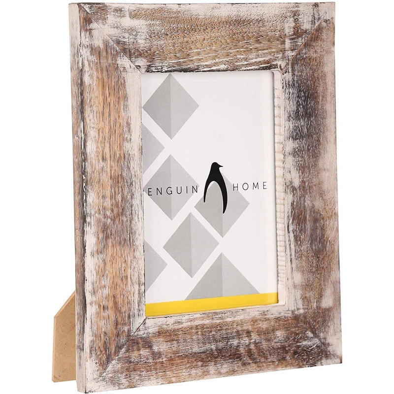 Bogazi Wood Picture Frame with Mat, 6" x 4", Washed White