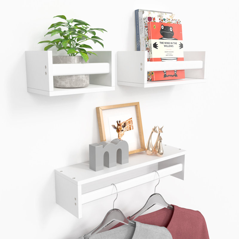 Rigga 3 Piece Floating Shelf with Front Bar