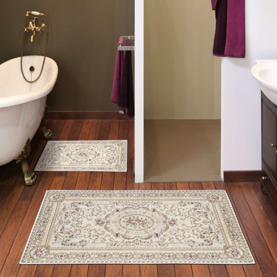 Luxurious Bathmat Set (2 Pieces), 100% Polyester, Non-Slip, Antibacterial | Dimensions: 19.7 x 23.6 inches & 23.6 x 39.4 inches | Ultra-Absorbent, Easy Clean Fabric, Machine Washable at 86°F | Perfect for Bathroom or Spa