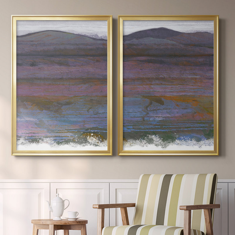«Majestic Mountains I», ensemble de 2 peintures sur toile encadrées, Or, H 30,5 po x l 85 po x P 1,5 po