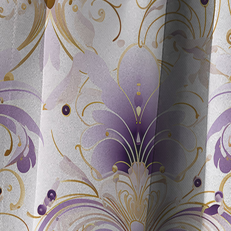 Damask Purple And White Art Deco Pattern II - Damask Curtain - Blackout Curtain - 1 Panels, 52" W x 120" L