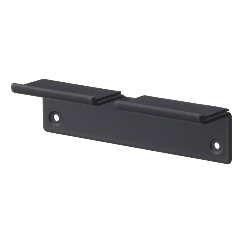 Black Steel Wall-Mounted Phone Holder with Shelving