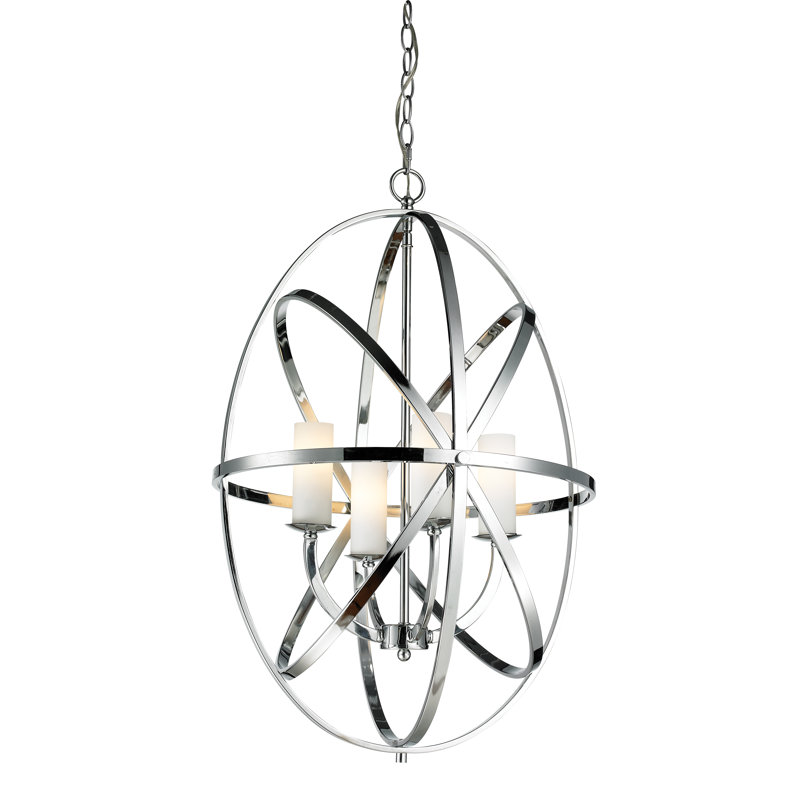 Grammont 4 - Light Dimmable Globe Chandelier, Chrome, 28.74" H x 19.69" W x 19.69" D