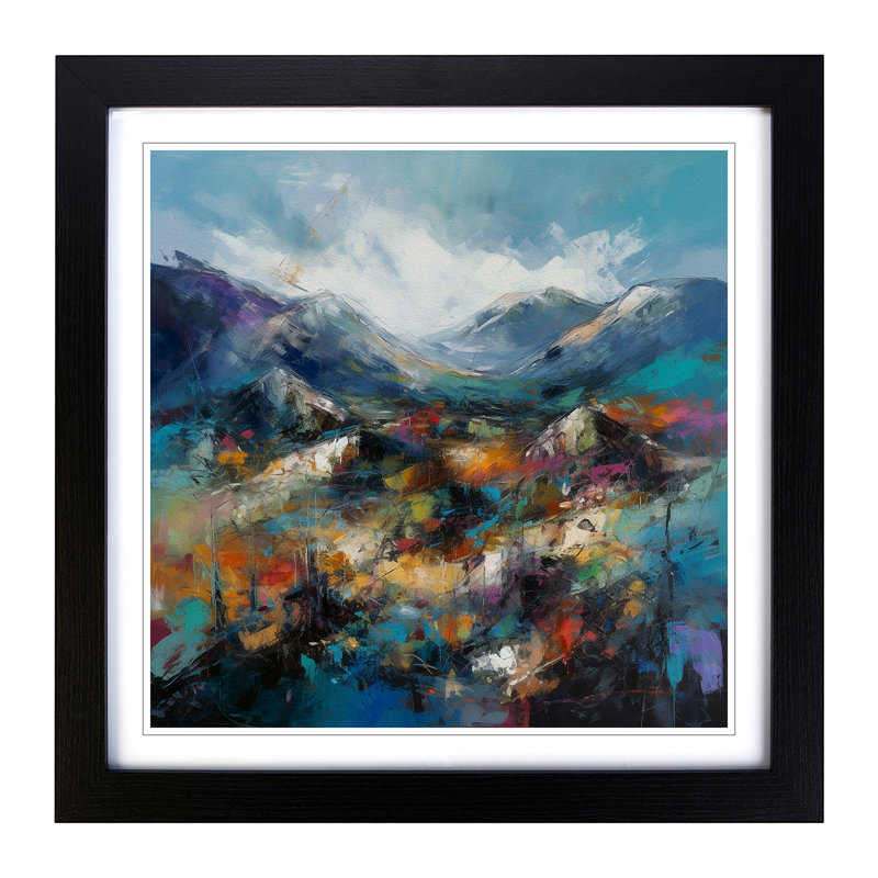 Scotland Abstract Expressionism - Single Picture Frame Print on Wood, Black