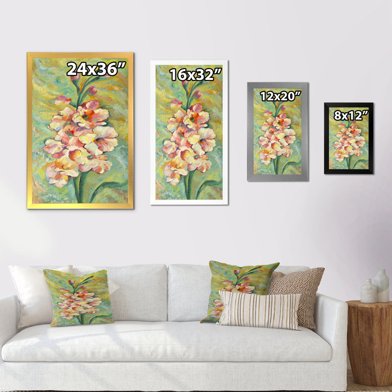 Fleurs pastel rétro - peinture, Cadre photo noir, H 20 po x l 12 po x P 1 po