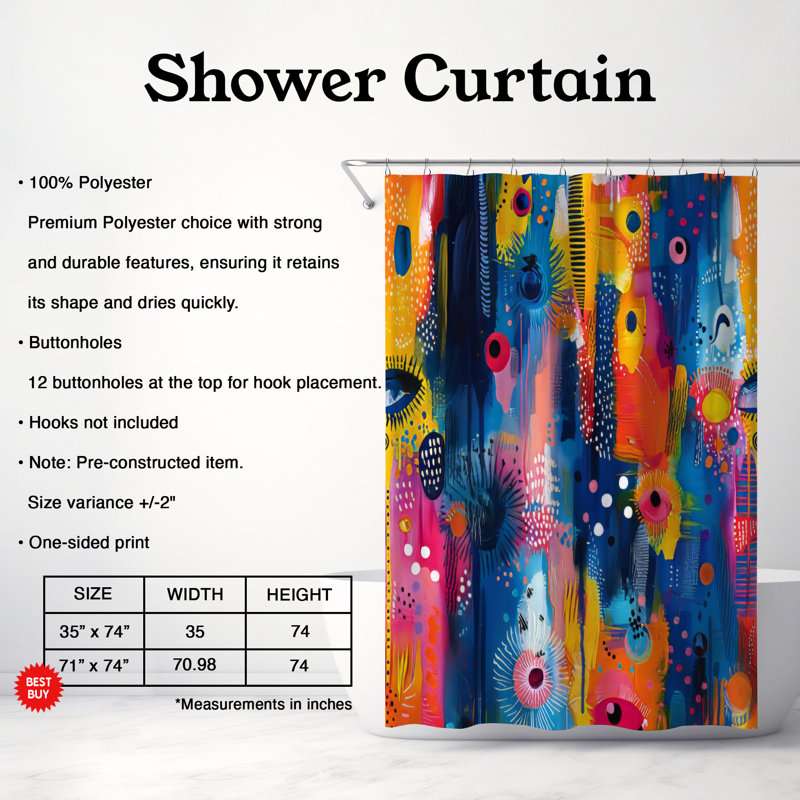 Buoyant Art - Rideau de douche Premium, H 74 po x l 71 po