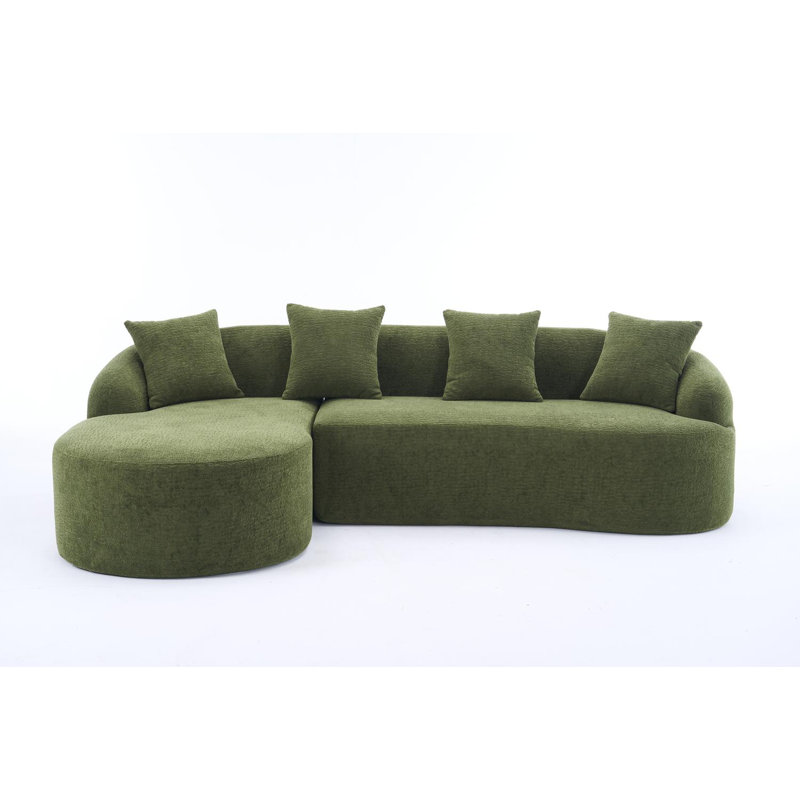 98.8'' Upholstered Sectional Sofa With Chaise, Green Chenille