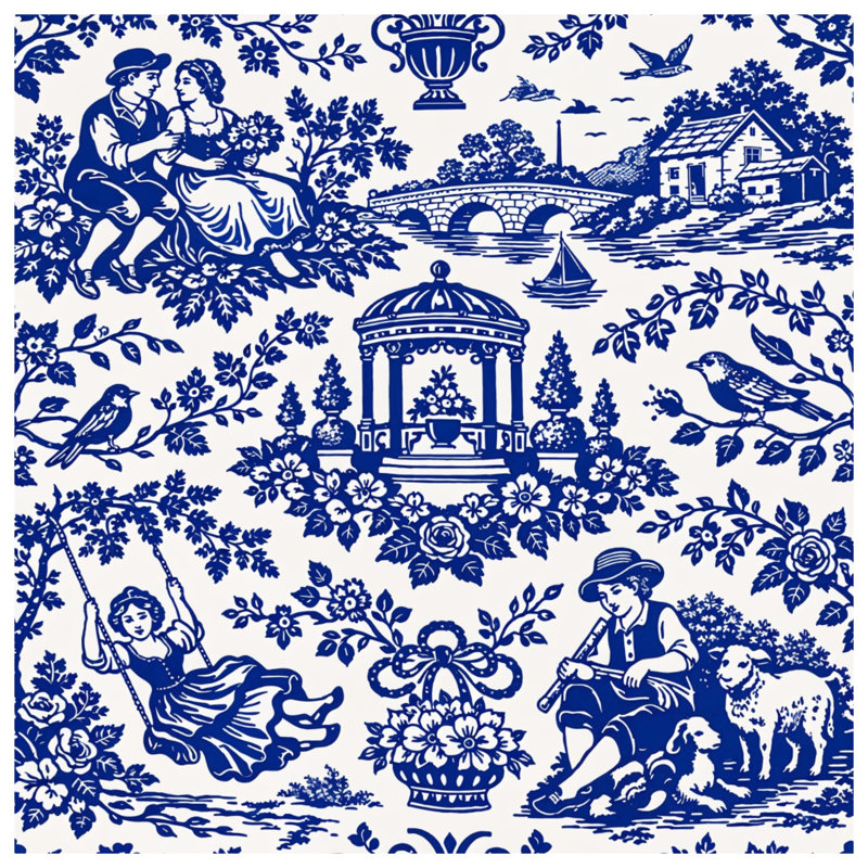 Rideaux de douche Blue Toile, L 70 po x H 72 po