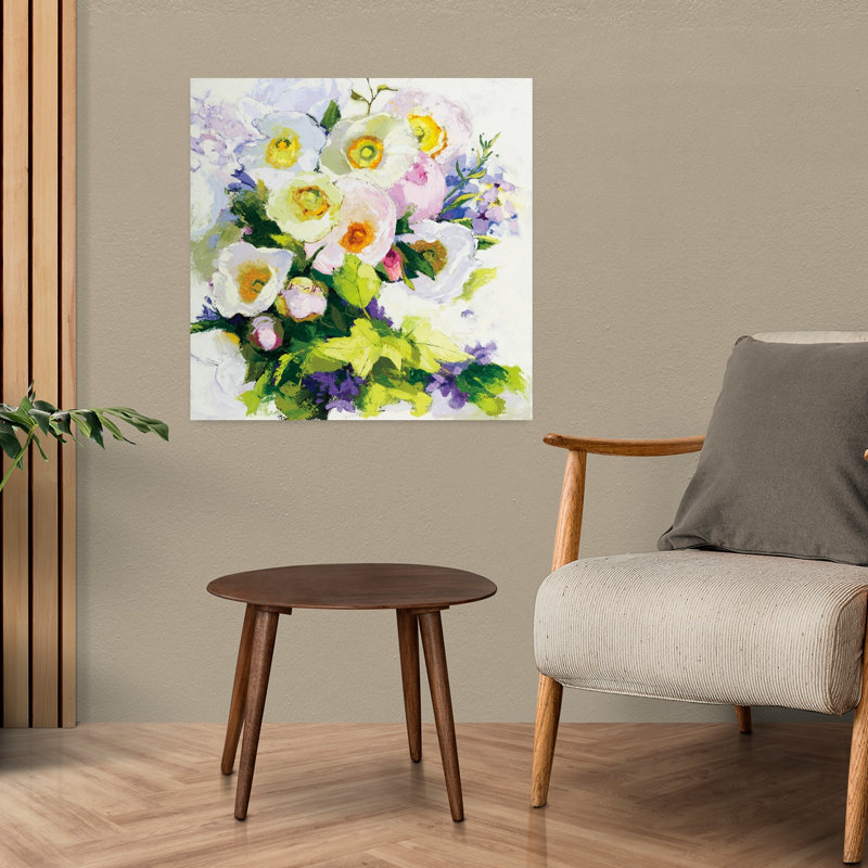Art contemporain de coquelicots et pivoines, H 24 po x l 24 po
