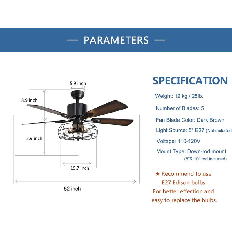 Deshard 42'' Ceiling Fan with Light Kit