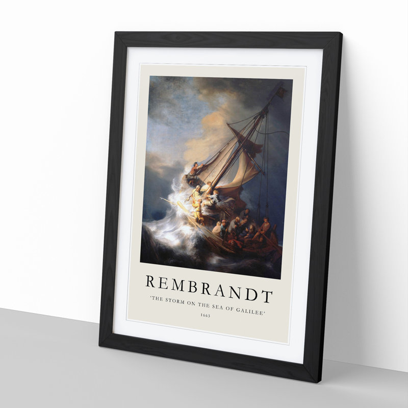 Christ in the Storm of Galilee by Rembrandt Van Rijn - Picture Frame Art Prints, Black, 65cm H x 48cm W x 2cm D