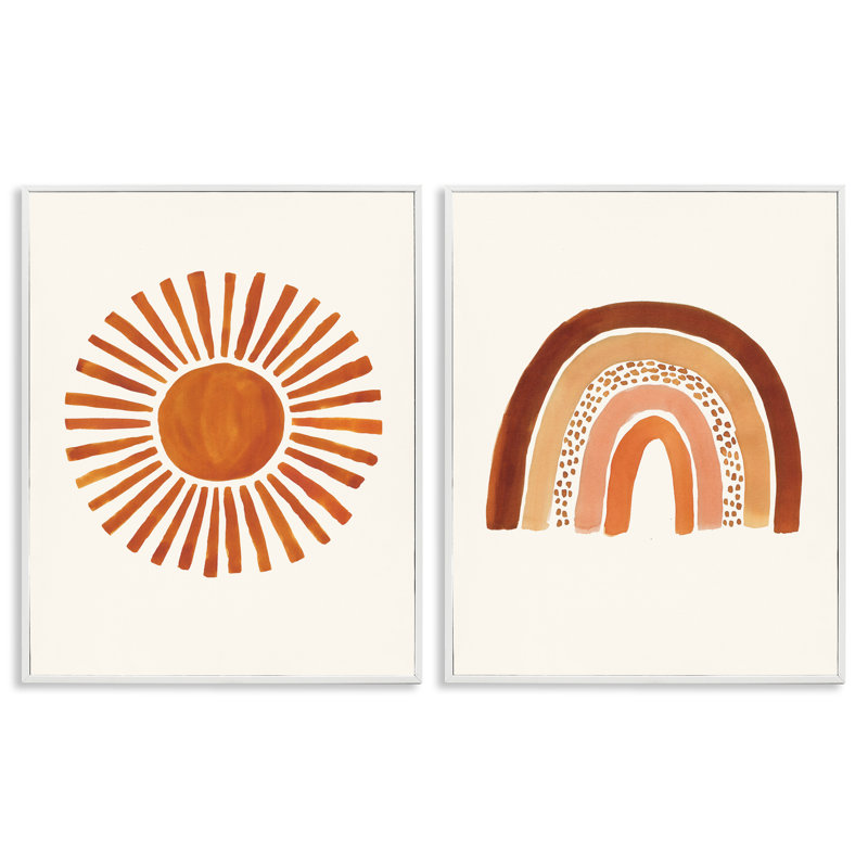 Dessin d'un enfant orange à motif arc-en-ciel, Heather Mclaughlin, H 16 po x l 20 po, Giclée encadrée blanc bord de mer