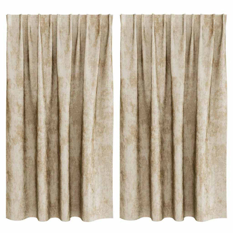 Curtain With Curtains 2 Pcs Velvet, Cream, 140cm Width x 140cm Drop