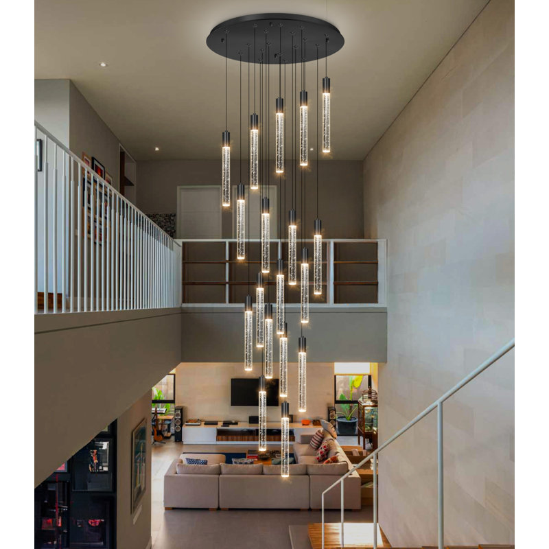 18-lights Led Crystal Chandelier Dimming Light, Satin Black