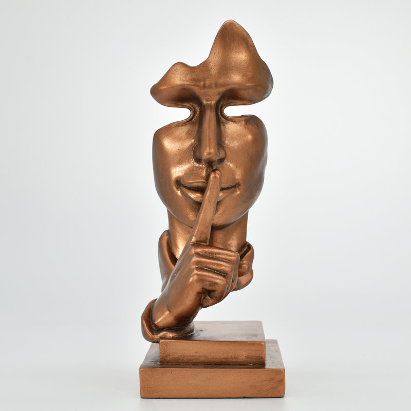 Sculpture Adam & Friends Home Silence Is Golden | 1 pièce, Bronze, H 8 po x l 3,5 po x P 3 po