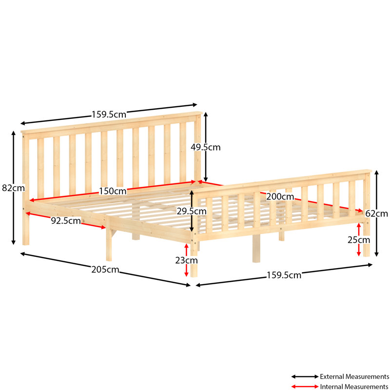 Solid Wood Bed, Pine, Kingsize (5')