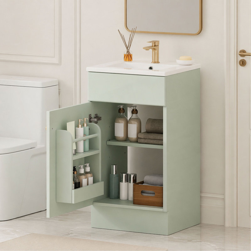 Meuble-lavabo 18 po avec lavabo, meuble-lavabo avec tablette de porte et tablette réglable