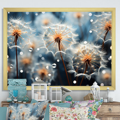 " White Teal Dandelion Symphony III "