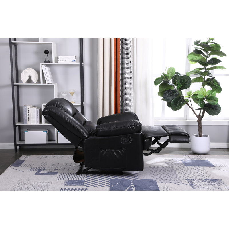 Celado 88.5cm Wide Faux Leather Standard Recliner, Black Faux Leather
