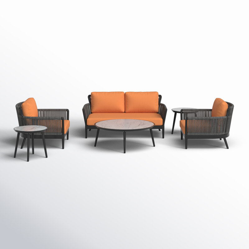 Nette Outdoor 6 - Piece Conversation Set, Tangerine, No