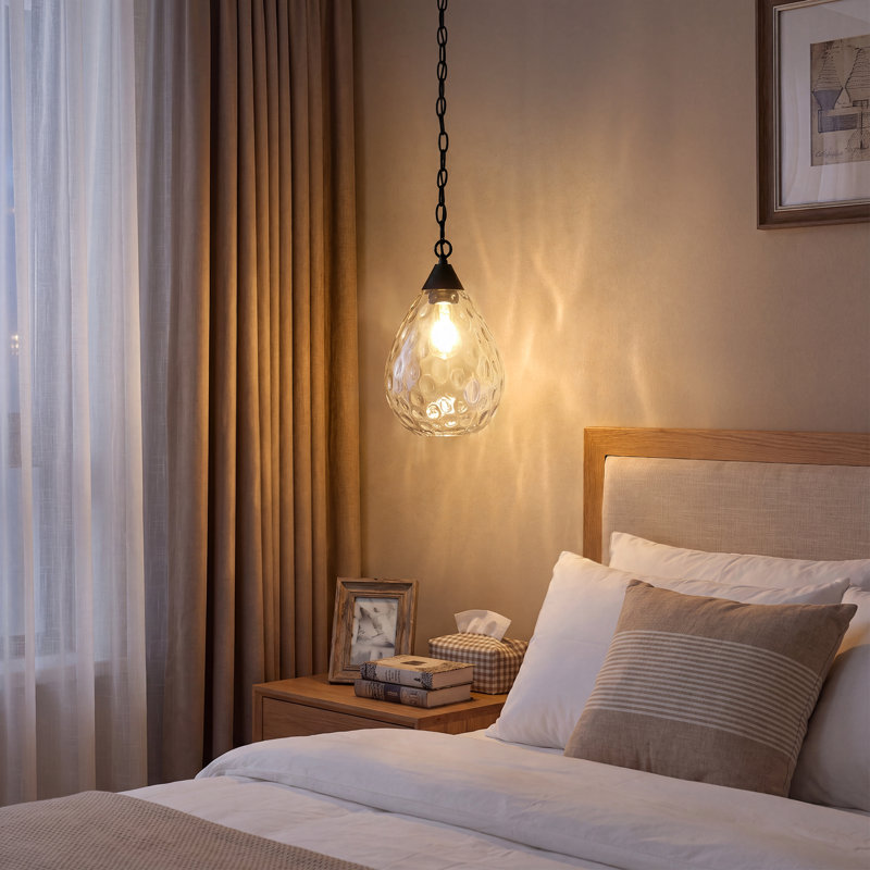 1‑Light Hammered Glass Pendant – Adjustable Height