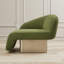 Fauteuil Kaia moderne en boucle verte, fauteuil d'appoint avec piètement doré - Fauteuil lounge contemporain pour salon-130127074-130127076