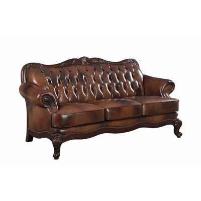 Achille Genuine Leather Flared Arm Loveseat