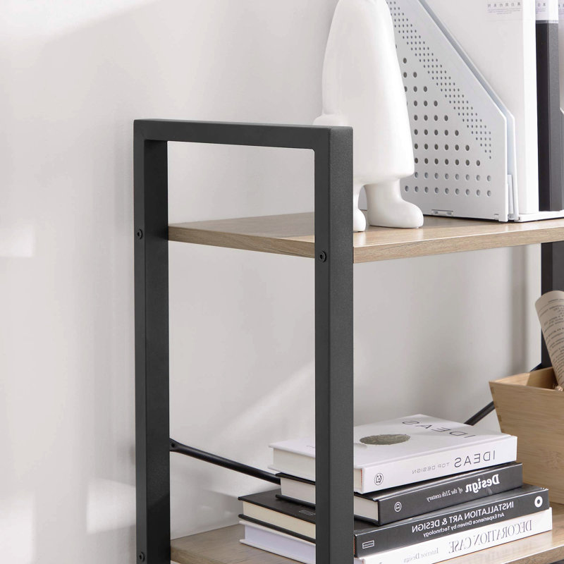 Chilo 120cm H x 66cm W Steel Open Shelf Bookcase, Greige/Black