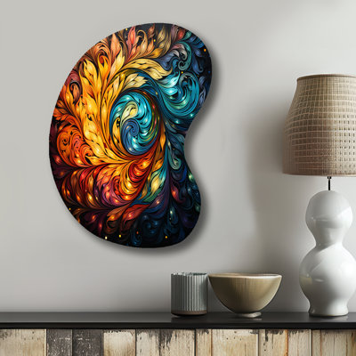Magali - Asymmetrical Indian Art Metal Wall Art, Unique Shape Metal Wall Sculpture Print