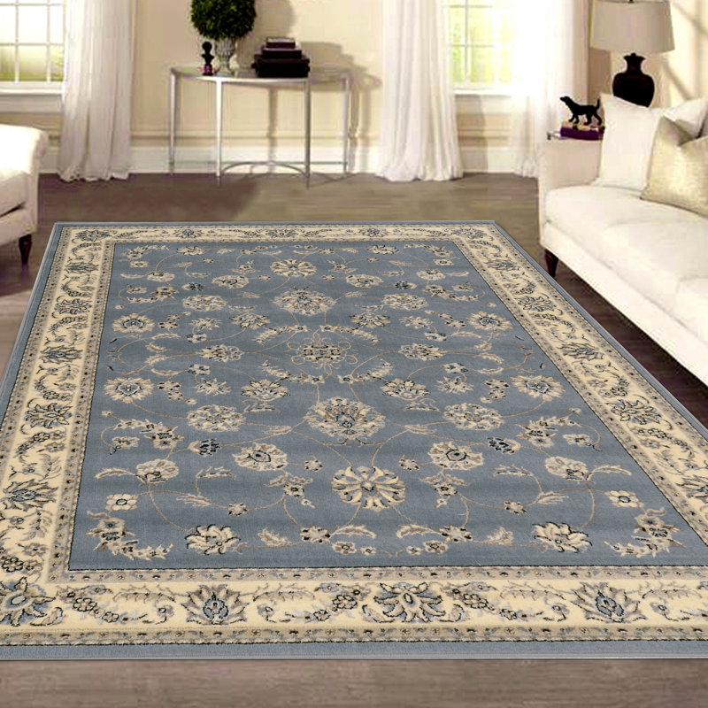 Tapis oriental gris / bleu Weiser, Rectangle 5 pi 5 po x 7 pi 7 po