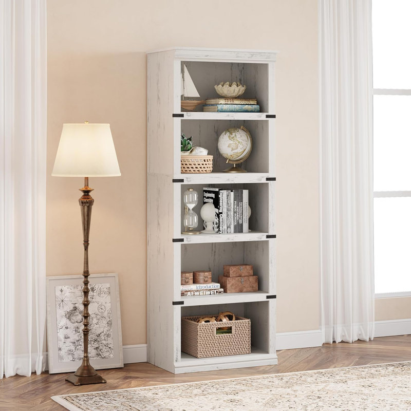 Bookcase, (5 Shelves) 171.2"H x 62"W x 32"D, White