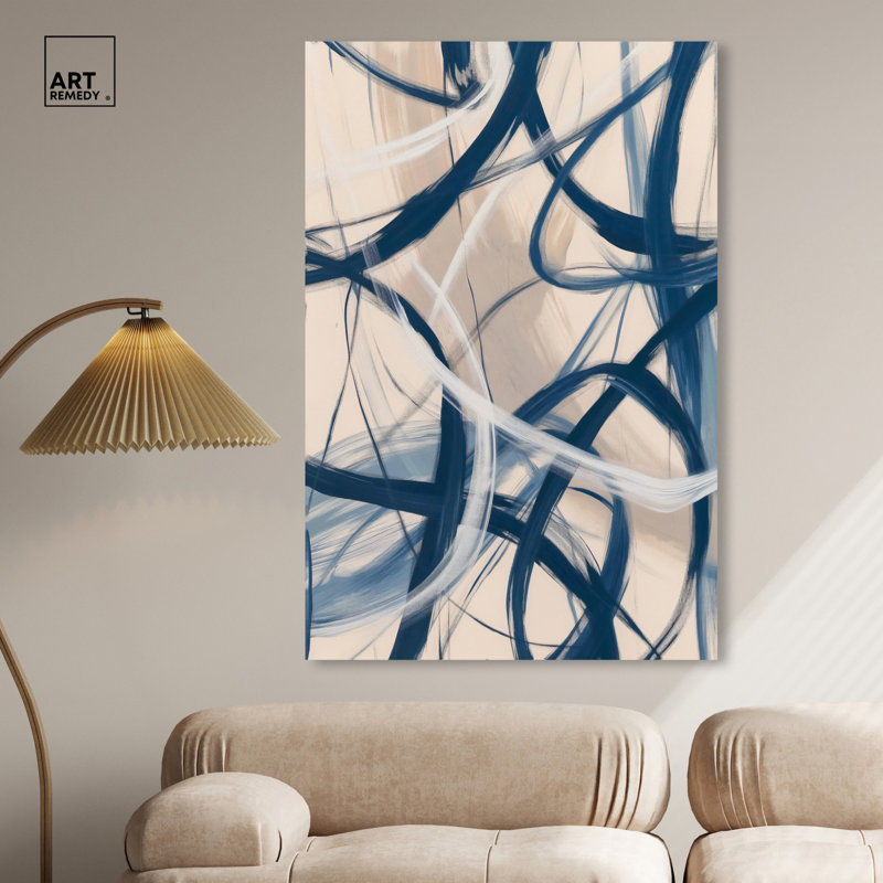 Large Blue and Beige Abstract Canvas Art