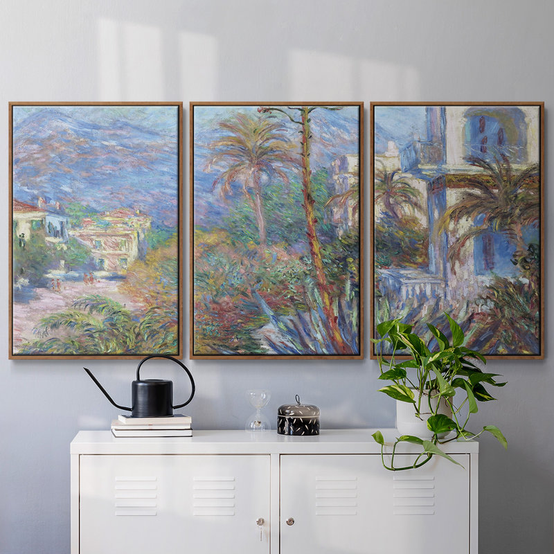 Maisons de campagne à Bordviera, reproduction sur toile 3 pièces, Noyer, H 24 po x l 48 po x P 2 po