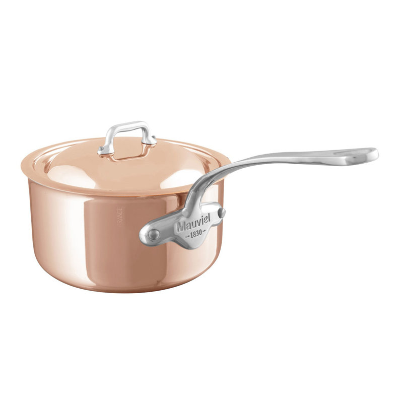 Mauviel M'6 S Copper Sauce Pan With Lid, Cast Stainless Steel Handle, 2.6-Qt, 11.03"