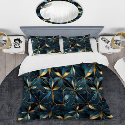 Blue Quantum Mosaic Vision Geometric Box Stitch Geometric Shapes Duvet Cover