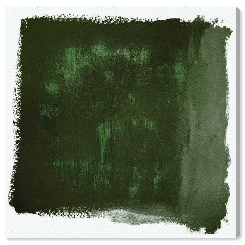 Abstrait nuageux, rêves verts - peinture sur toile, H 16 po x l 16 po, Toile tendue