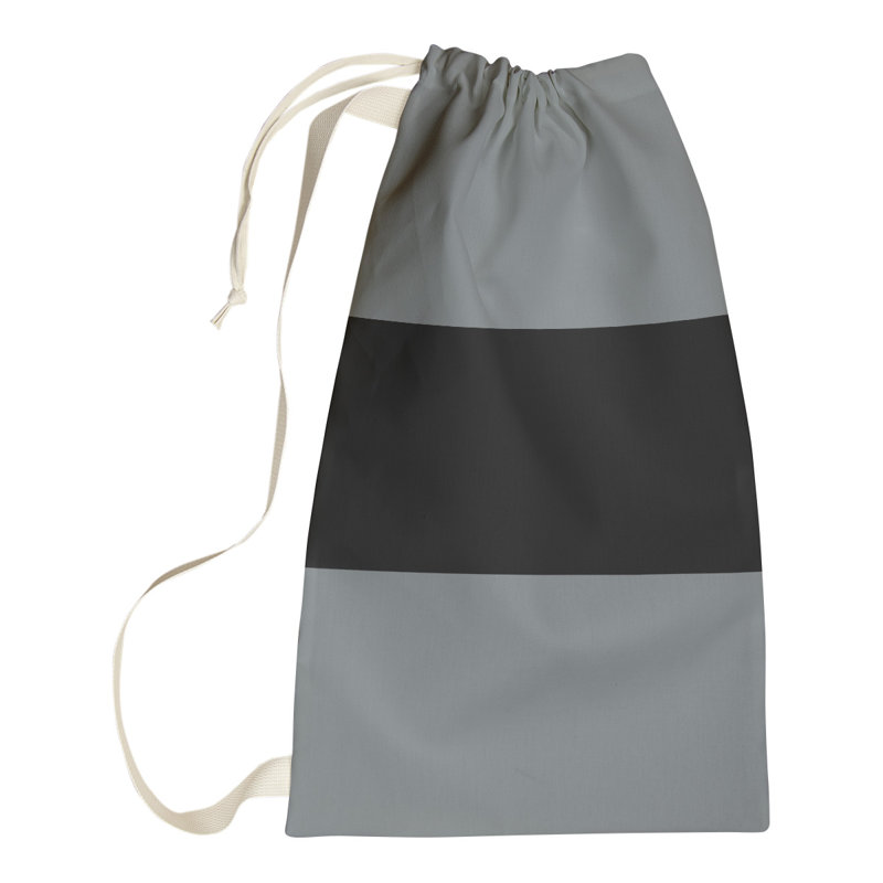 Fabric Laundry Bag with Handles, 29" H x 18" W x 1.5" D, Silver/Dark Black/Silver