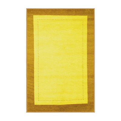 Tapis contemporains jaunes lavables à la machine 664