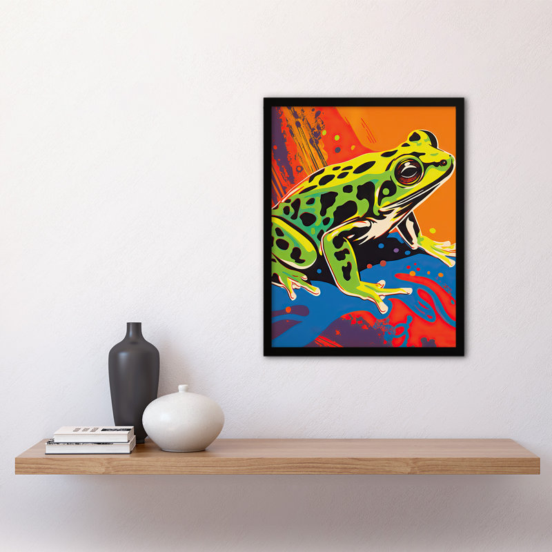 Alamin Frog Vibrant Bathroom Animal Portrait Bold - Single Picture Frame Print