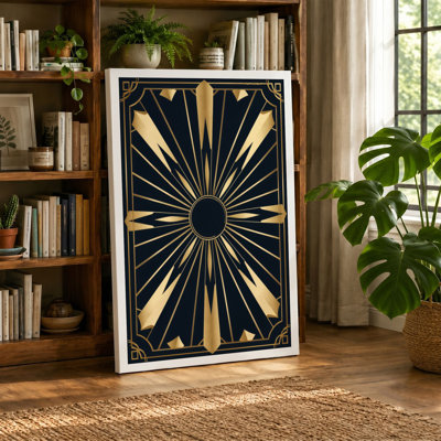 Gilded Sunburst Art Deco - Wrapped Canvas