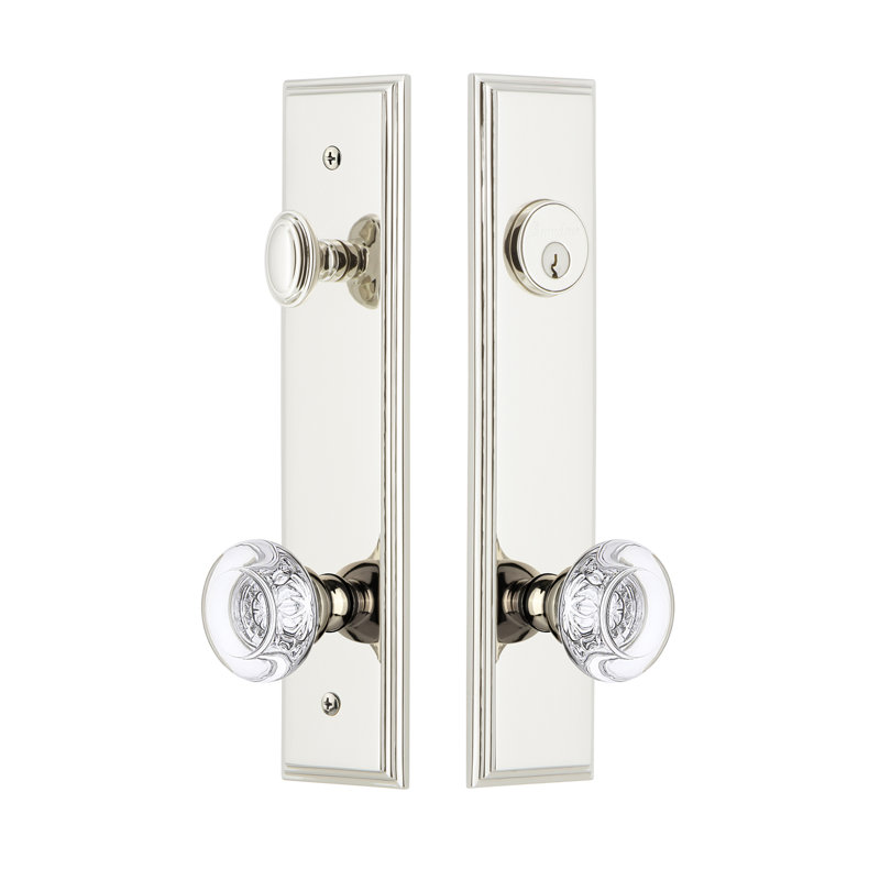Carré Complete Entry Knob Set with Deadbolt, Polished Nickel, 2.375"