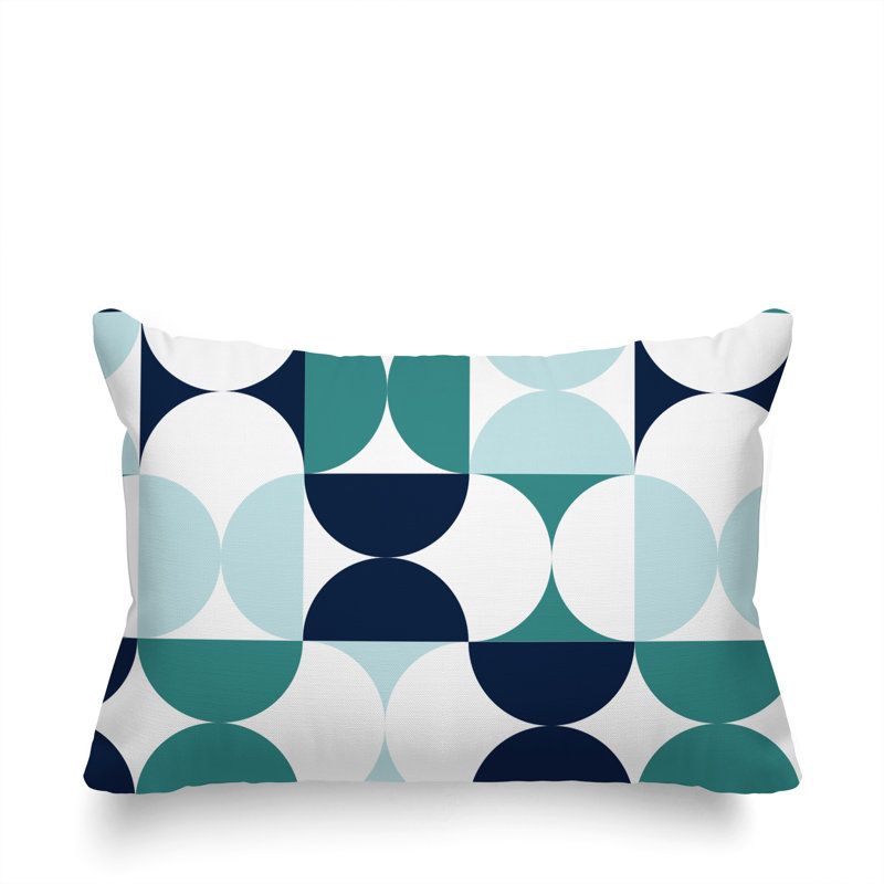 Griffin Outdoor Reversible Throw Pillow, Turquoise/Navy Blue