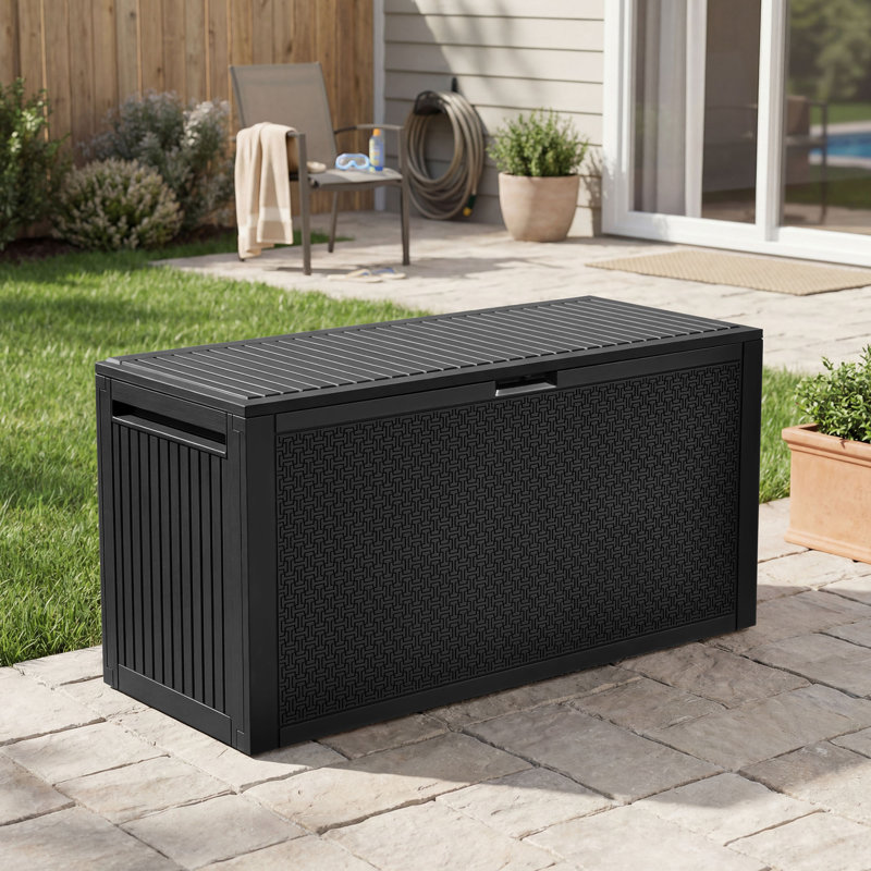 Boîte de rangement en résine verrouillable 90 gallons Balconera, Noir