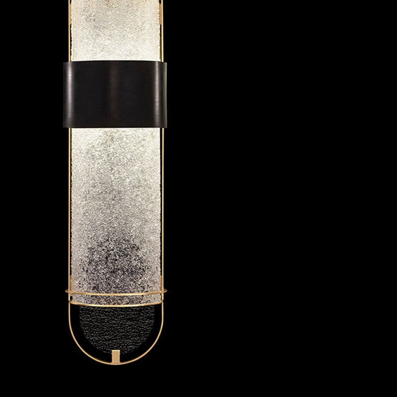 Luminaire suspendu rond BOND 8, Transparent, Noir / doré