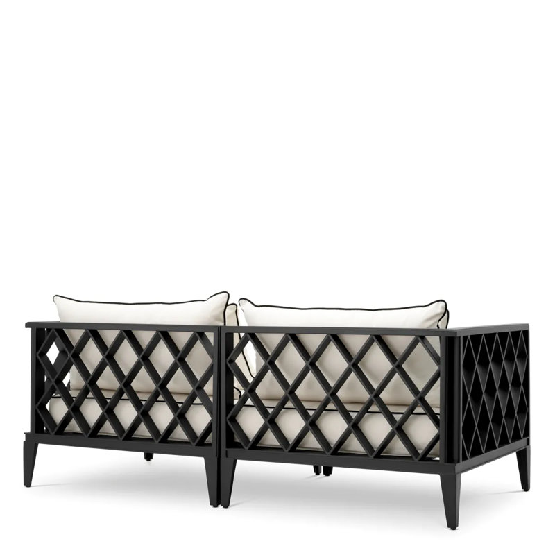 Outdoor 2 - Seat Loveseat, Beige Cushion/Black Frame
